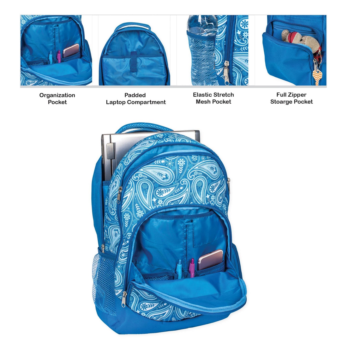 Blue Paisley Backpack & Lunchbag Set