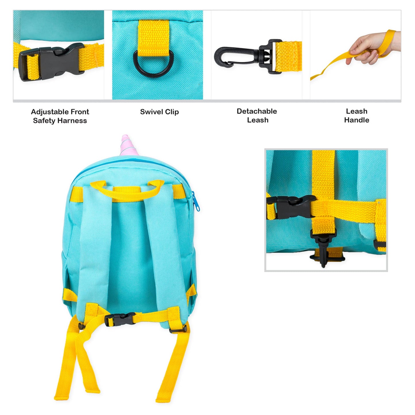 Dino Water Resistant Preschool Backpack with leash