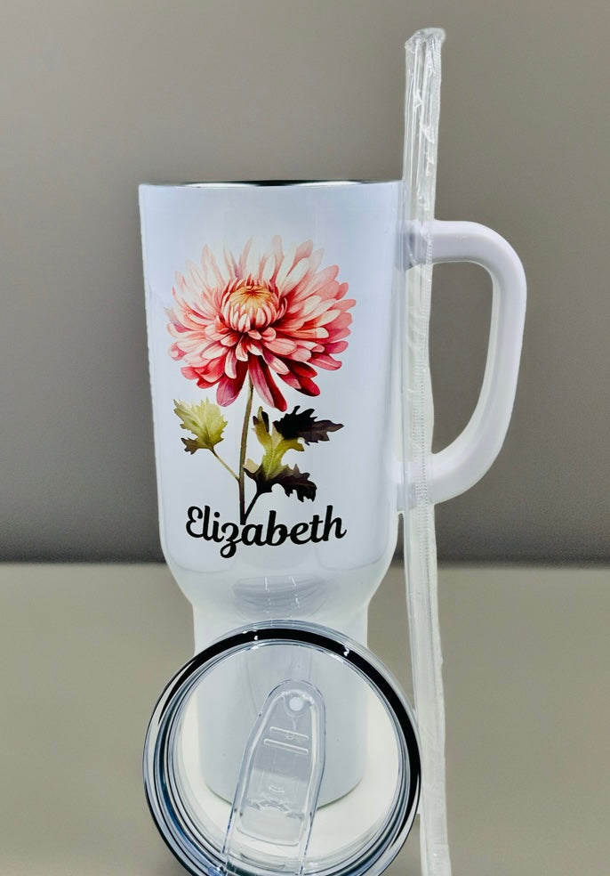 40oz Birth Month Flower Tumbler