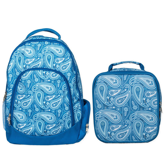 Blue Paisley Backpack & Lunchbag Set